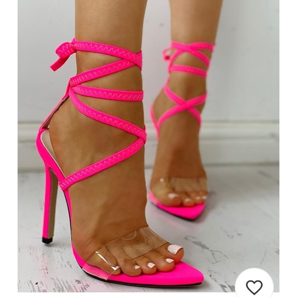 Transparent strap lace up heels - Picture 3 of 4